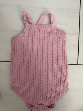 Pink Cable Knit Baby Romper